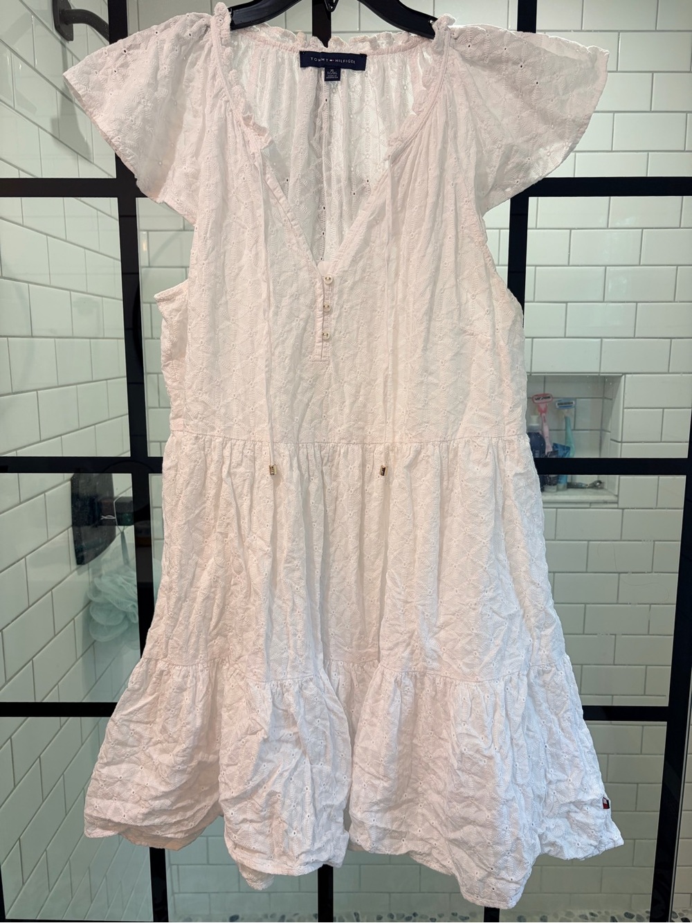 Tommy Hilfiger Eyelet White Tiered Cotton Dress cover up